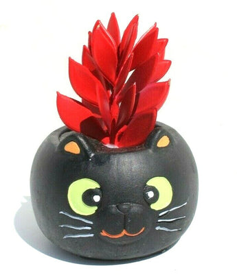 New Scary Black Cat Succulent Planter Small Plant Pot Home Garden Decor