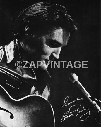 Vtg B&W Portrait of ELVIS PRESLEY Autographed Signature Head Shot Photo #632