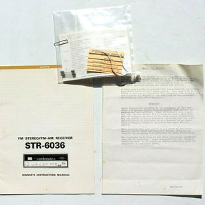 Vintage SONY STR-6036 FM STEREO/ FM-AM RECEIVER Owners Instruction Manual