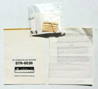 Vintage SONY STR-6036 FM STEREO/ FM-AM RECEIVER Owners Instruction Manual