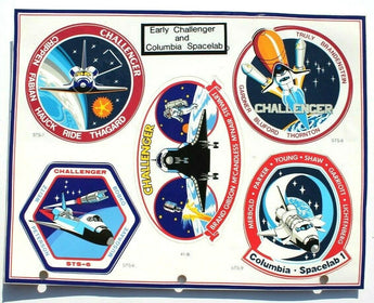 5 Vtg Space Shuttle Challenger (STS-6) Parker Columbia Spacelab Decal Stickers