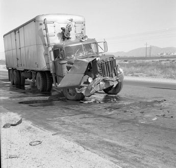Vtg 1955 Car Truck Semi Truck Accident Photo #1446