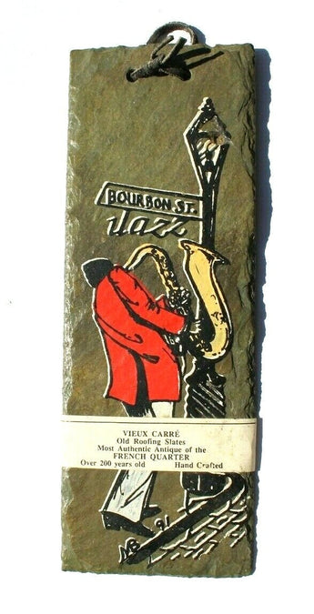 Vtg VIEUX CARRE Old Roofing Slates HAND PAINTED JAZZ Design OVER 200 YEARS OLD
