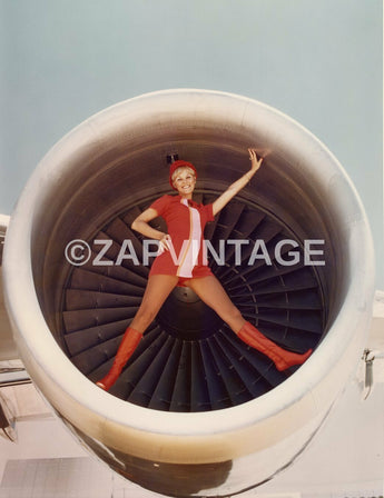 Vtg 1970s Girl In Wing Mounted Engine TWA L-1011 Airplane Aircraft Photo #2024