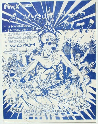 Vtg PUNX Abandoned Battalion Of Saints Rolls Royce Club Punk Rock Concert Flyer