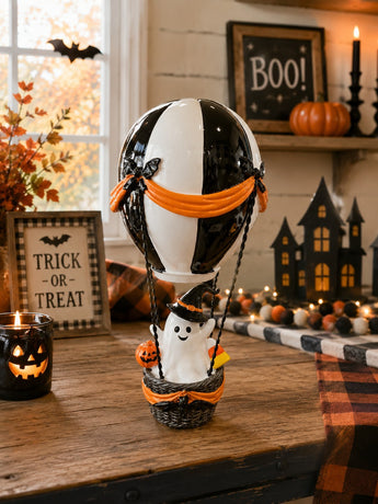 New Halloween Ghost Hot Air Balloon Pumpkin Candy Corn Spooky Holiday Figurine