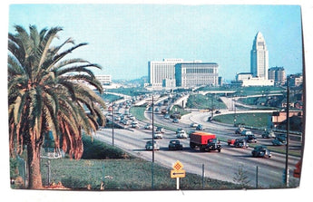 Vintage 1960's NEW HOLLYWOOD FREEWAY Civic Center CA Photo Postcard