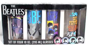 The Beatles set of 4 10oz Drinking Glasses / Tumblers Help Abbey Hard Day Love