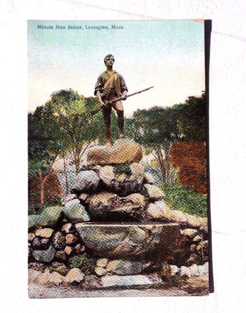 Vintage MINUTE MAN STATUE Lexington MASSACHUSETTS Photo Postcard