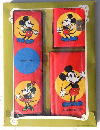 Vtg 1970's Walt Disney Mickey Mouse Stationery Set (Telephone #'s Photos, Diary)