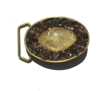 Vtg Western Cowboy Belt Buckle Jewelry (Agate Stone Geode Gemstone Crystal) #82
