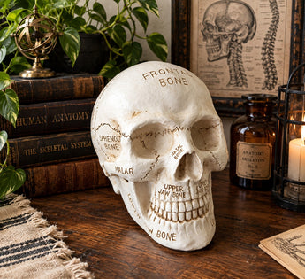 New Anatomical Human Skull Labeled Bones Medical Halloween Figurine Decor