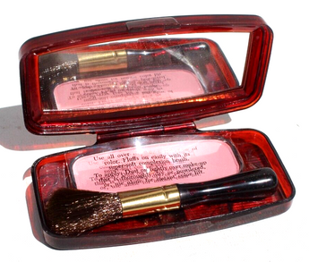 Vtg 1950s Hazel Bishop BLUSH N BRUSH Mauveglow Compact W/ Mirror & Brush NOS