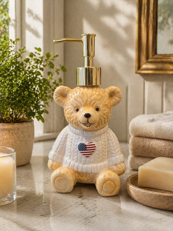 New Dabney Lee Teddy Bear Heart American Soap Dispenser Kitchen / Bathroom
