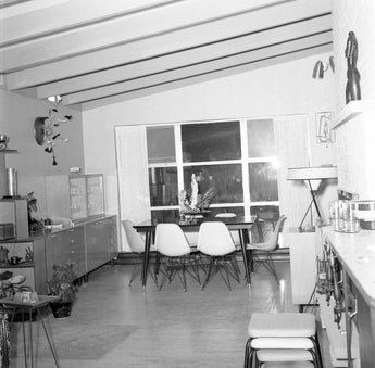 Vtg 1950s B&W Mid Century Inside House Dinning Room Interior Design Photo #1369