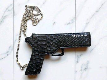 New Fashion Black Gun Design Women Purse Gun Shaped Small Messenger Bag