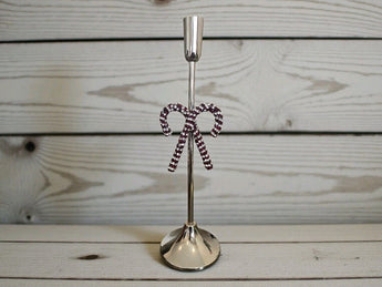 New Silver Retro Christmas Rhinestone Candy Cane Candle Holder Stand Decor