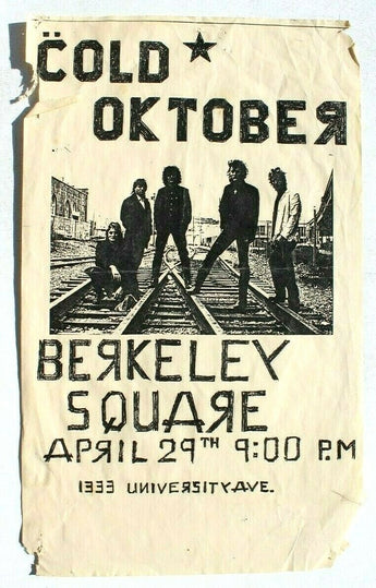 Vintage Cold October Berkeley Square April 29th 9:00 PM Poster Flyer