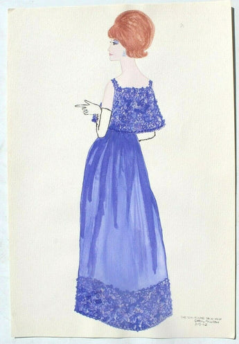 Vintage 1962 Retro MCM Women's Fashion Designer Clothing Sketch Drawing #28