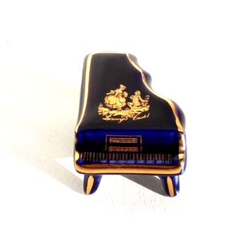 Vintage Limoges Courting Couple Cobalt Blue Mini Doll house Piano
