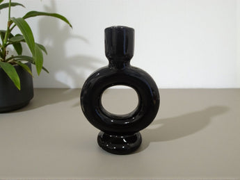 New MCM Black Circle Round Modern Abstract Candle Holder Room Decor