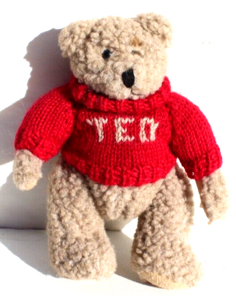 Vintage 1990 - 1993 TBC LTD Ted Stuffed small Bear With Sweater Toy