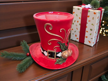 New Red / Green Checkered Christmas Top Hat Candle Holder Candle Stand Decor