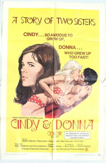 Vtg 1970 Cindy & Donna (Debbie Osborne) Sexploitation One Sheet Movie Poster