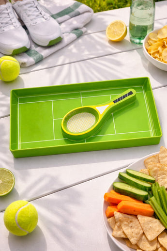 New Large Green Plastic Tennis Chip N Dip Veggie N Dip Party BBQ Serving Tray