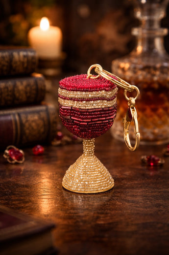 New Beaded Red Wine Bag Charm Key Chain Mother Day Birthday Gift