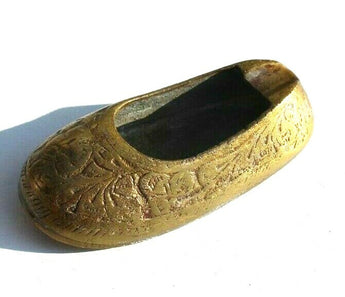 Vintage Brass Ashtray Slipper Shoe Etched Design Cigarette Ashtray Made in India