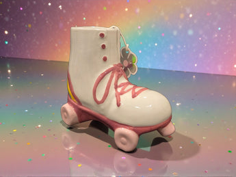 New Ceramic Rainbow Roller Derby Love Groovy Roller Skate Candle Room Decor