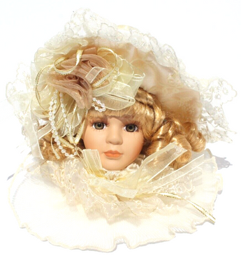 Vtg DanDee Porcelain Victorian Doll Head Holiday Christams Tree Ornament NOS