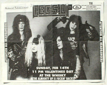 Vtg 1980s 1990s Punk Rock Hair Band Concert Flyer Legs Up Whisky-A-Go-G0 Feb 14