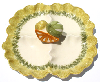 Vtg 1962 MCM Los Angeles Potteries #77 Serving Fruit & Vegetable Divided Dish