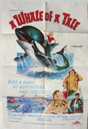 WHALE OF A TALE Movie POSTER William Shatner Marty Allen Abby Dalton Andy 27X40