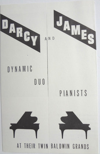 RARE Vintage ART DRACY / LEX JAMES Dynamic Duo Pianists INFORMATIONAL Brochure