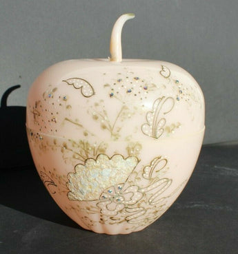 Vtg 1960s Pink Large Asian Plastic Apple Trinket Box Mitchell Gould Co MCM