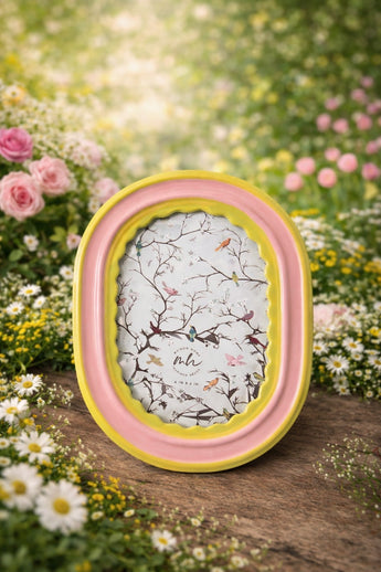 New Ceramic Maison Home Retro Pink / Green Hollywood Regency Picture Frame 4x6