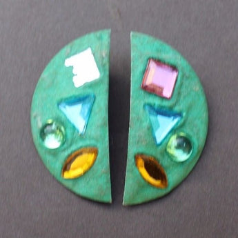 Vtg 1980's Half Circle Shapes Colorful (Cyndi Lauper) Pierced Earrings Jewelry