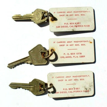 Vintage Lot of 3 Motel Lodge Drop In Mailbox Room (Hotel Motel) Key - Mixed #3