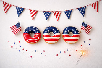 New 4th Of July STARS & STRIPES PATRIOTIC Doughnut Donuts Holiday Decor