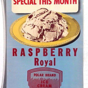 Vtg Raspberry Royal Ice Cream POLAR Advertising Sign / Poster / Lithograph