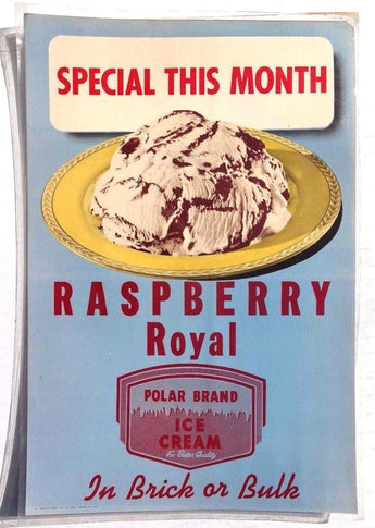 Vtg Raspberry Royal Ice Cream POLAR Advertising Sign / Poster / Lithograph