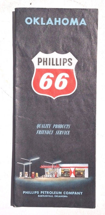 VINTAGE 1966 PHILLIPS 66 Oklahoma DOUBLE SIDED Map