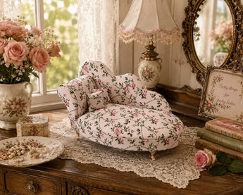 New Pink Roses Victorian Doll Chaise Jewelry Box Organizer Couch Jewelry Box