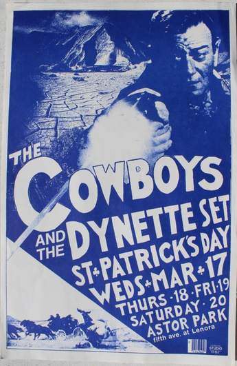 Vtg Orig The Cowboys & The Dynette Set Band Promo PUNK Rock Concert POSTER Flyer