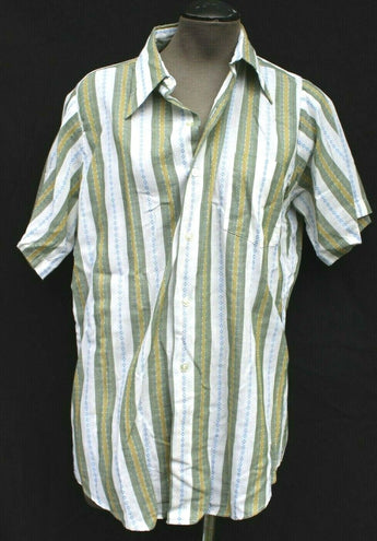 Vtg Men’s Ohrbach's Retro Stripped Button Down Collar Shirt Medium