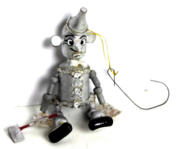 Vtg Wood Tin Man Wizard Of Oz Nursery Rhymes Christmas Tree Ornament Holiday