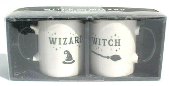 New Halloween WITCH AND WIZARD MUG SET Coffee Tea Bone China New In Box